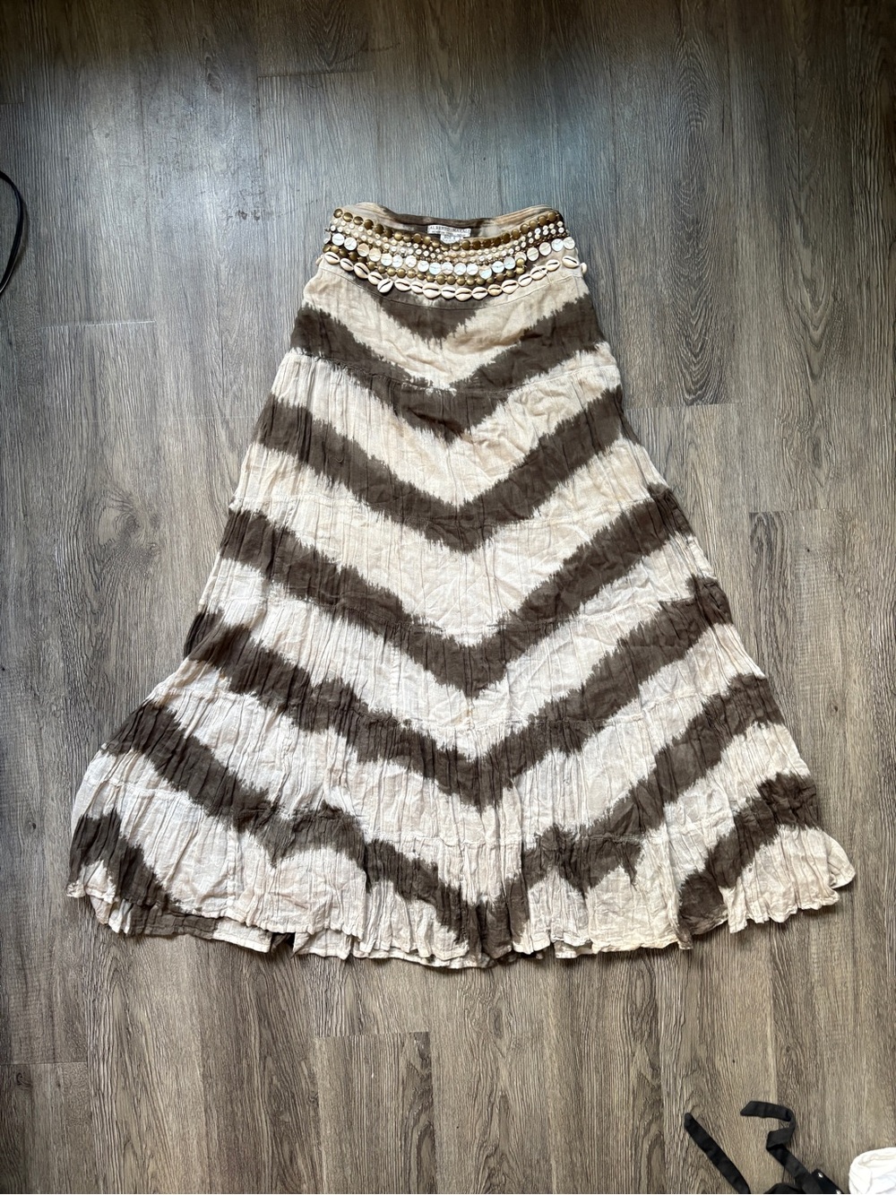 Alberto Makali Cream and Brown Chevron Maxi Skirt